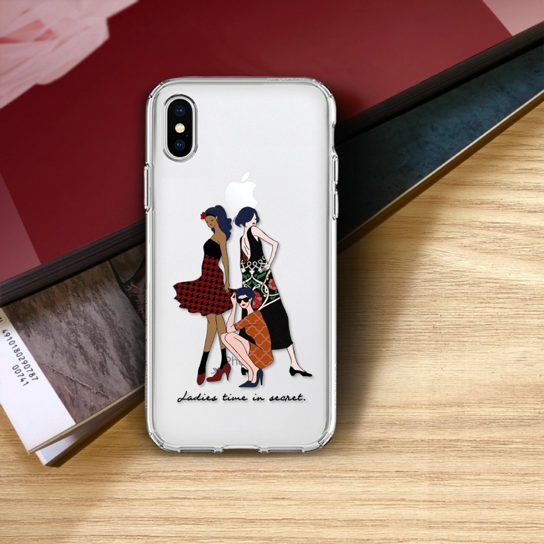 iPhone 14/13/12/11/SE3 姐妹们派对时间 透明耐冲击防摔手机壳 - 手机壳/手机套 - 塑料 黑色
