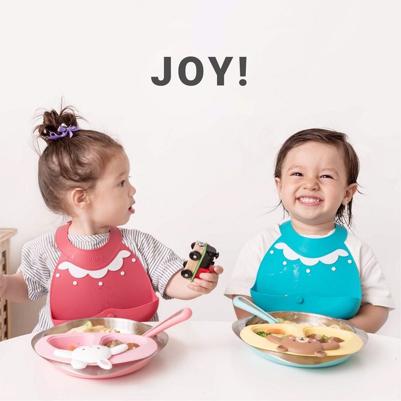 JOY 便携式硅胶围兜 (疗愈花边领) | 防水防油不漏接 - 围嘴/口水巾 - 硅胶 白色