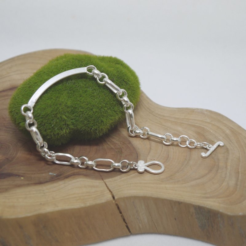 一点弧度纯银手链-OT链 - 手链/手环 - 纯银 银色