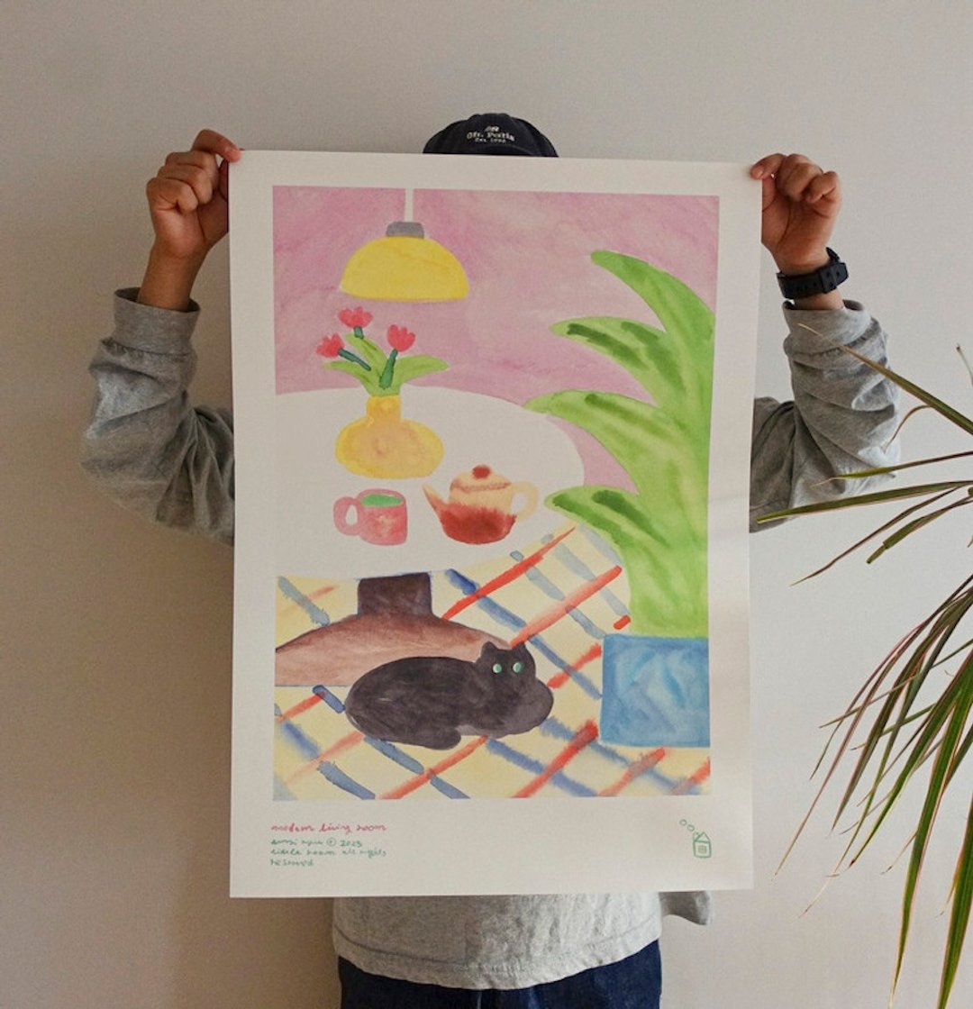 韩国插画品牌 little room - 我最爱的客厅 A3 尺寸海报 - 海报/装饰画/版画 - 纸 多色