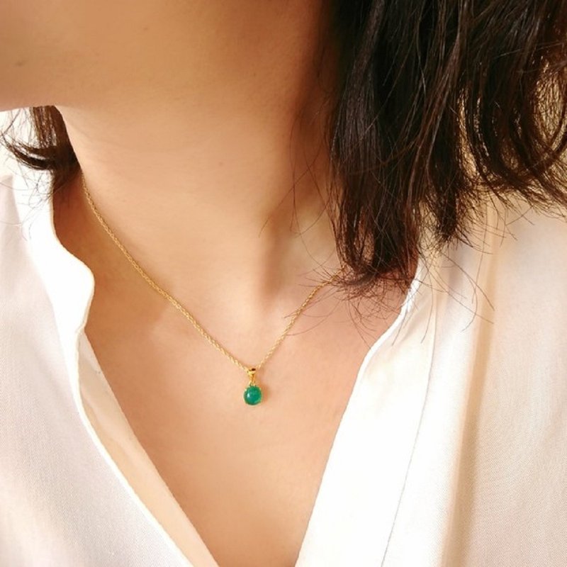 14kgf, green onyx single necklace - 项链 - 宝石 绿色