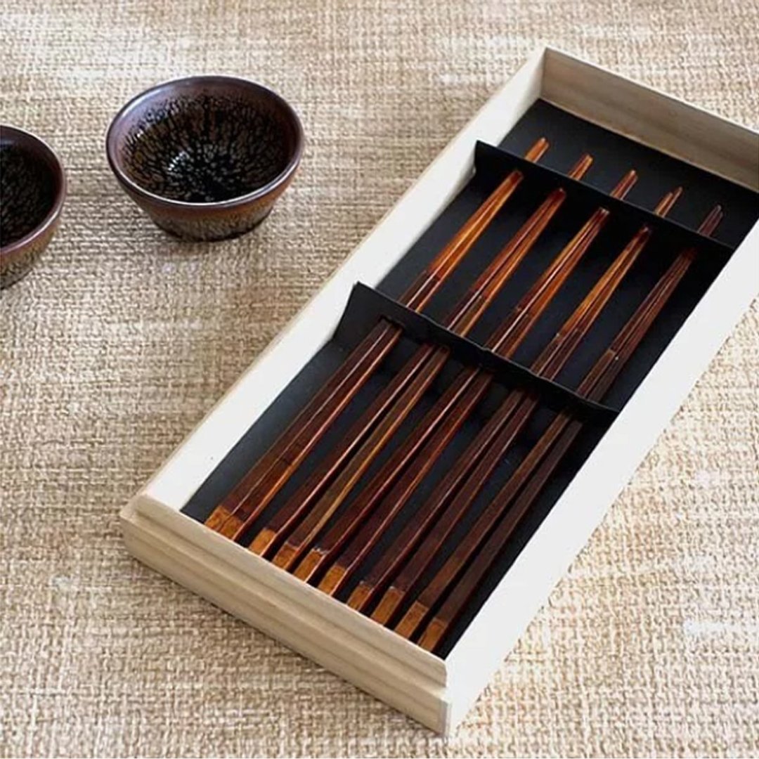 台湾漆器- 岛屿。漆 君幸食 天然漆 简约熏竹筷-家庭组五入 - 筷子/筷架 - 其他材质 