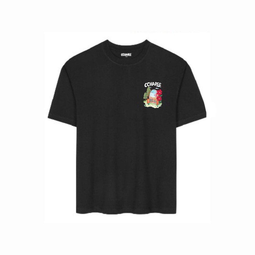 CCHAREE AREA BLACK AND WHITE T-shirt - 男装上衣/T 恤 - 棉 