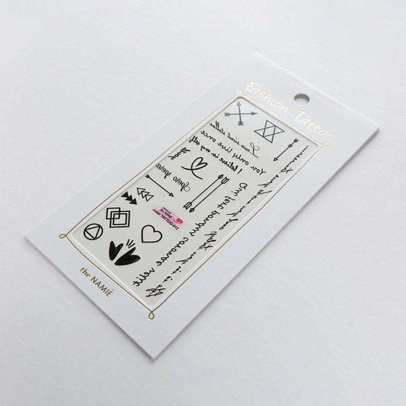 【 DIY 纹身/刺青】Color Tattoo 彩色纹身贴纸 箭头和手写字 - 纹身贴 - 纸 金色