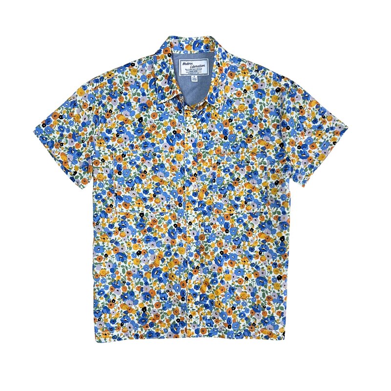 Women's Spring Blossom Shirt 女装小碎花衬衫 - 黄色 - 女装衬衫 - 棉．麻 白色