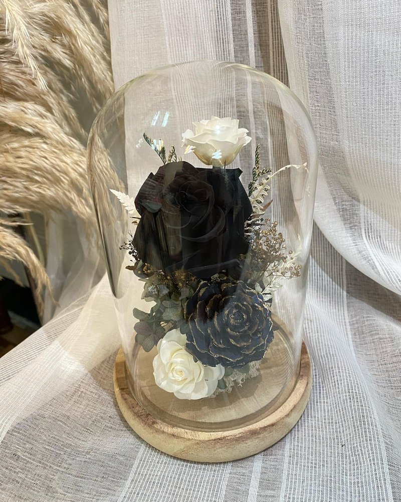 |质感生活|永生玫瑰玻璃盅 - 干燥花/捧花 - 玻璃 