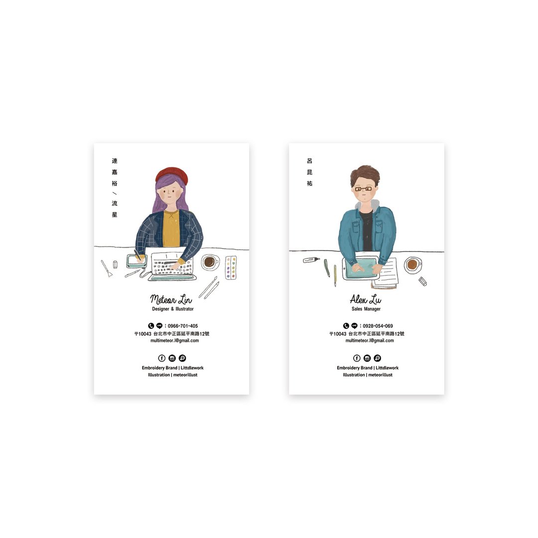 定制个人名片 | 简约风人像插画头像名片 - 卡片/明信片 - 纸 