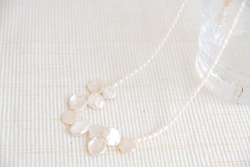 Petals Keshiparu necklace (14kgf) - 项链 - 宝石 白色