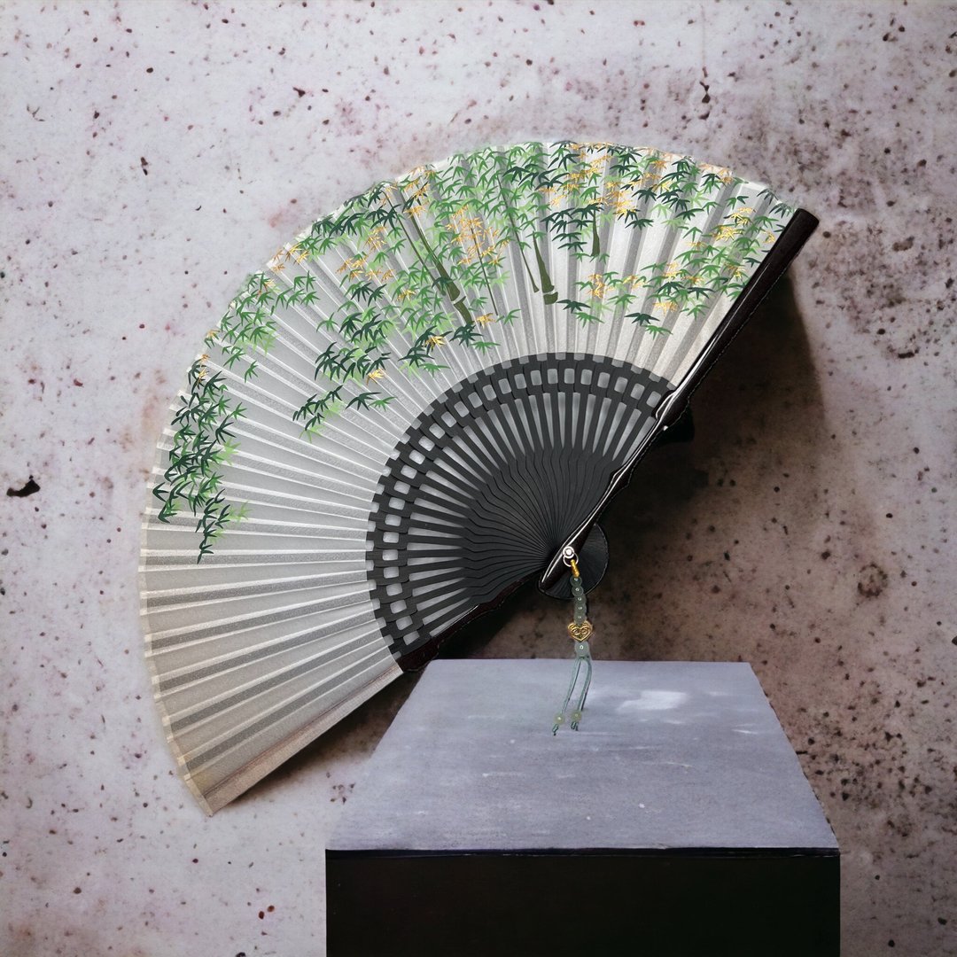 麒鹿珠宝x无畏。智堂/人生八雅系列商品-画/扇面/翡翠扇坠 - 扇子 - 竹 绿色