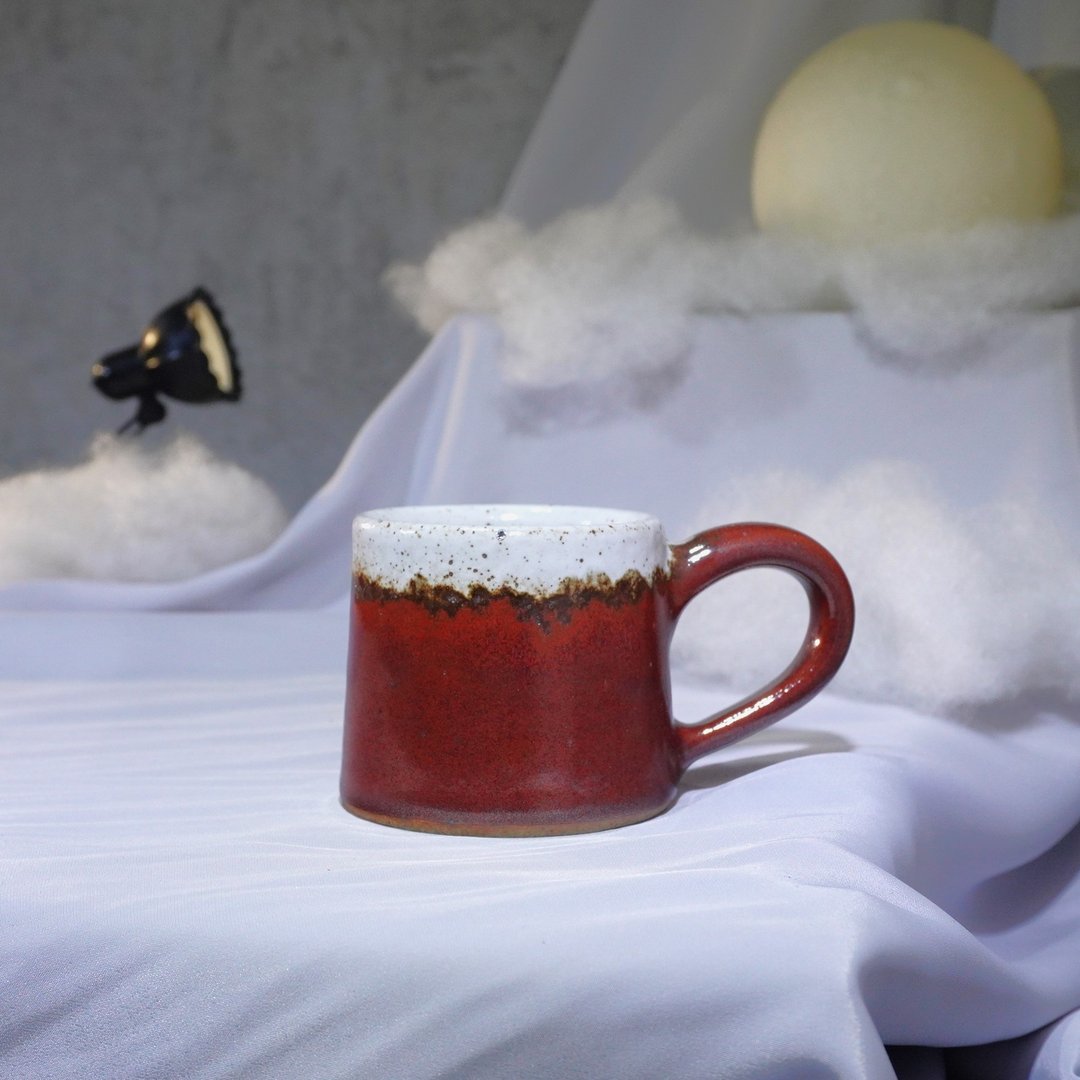 铁红白RF迷你山形杯-约100ml,5寸茶杯,马克杯,水杯,咖啡杯 - 咖啡杯/马克杯 - 陶 多色