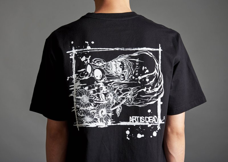 TAEYANG x NAIVEIL 联名图案黑色短TEE - 男装上衣/T 恤 - 棉．麻 黑色