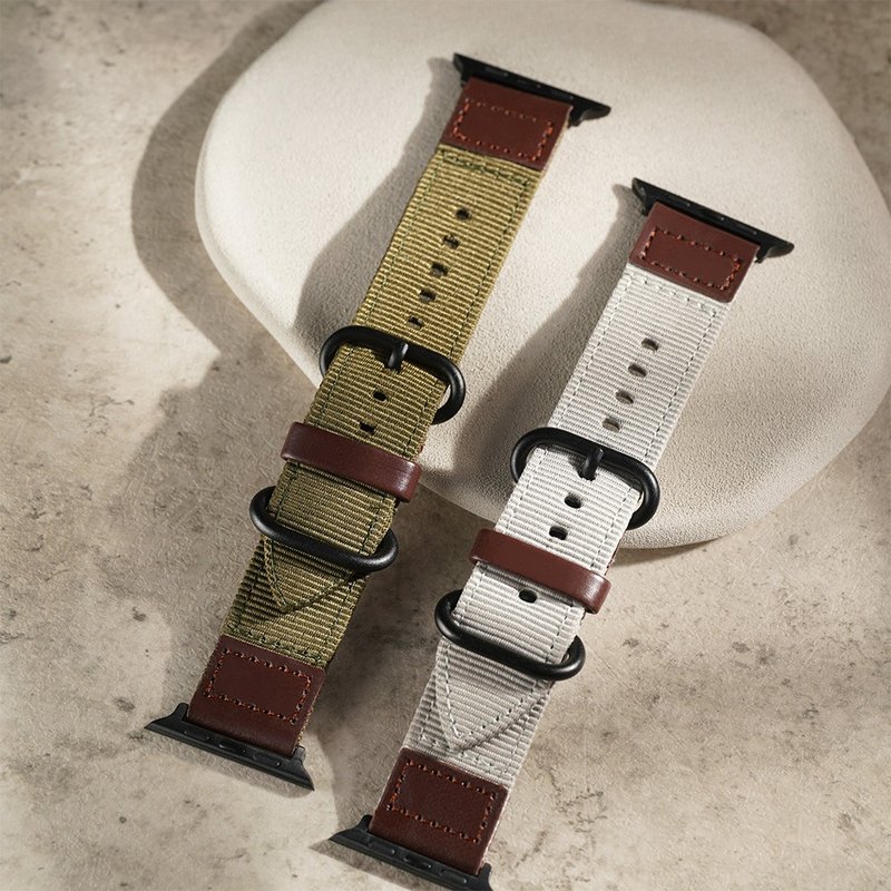 Apple Watch - 帆布双环拼接真皮表带   苹果表带 - 表带 - 尼龙 