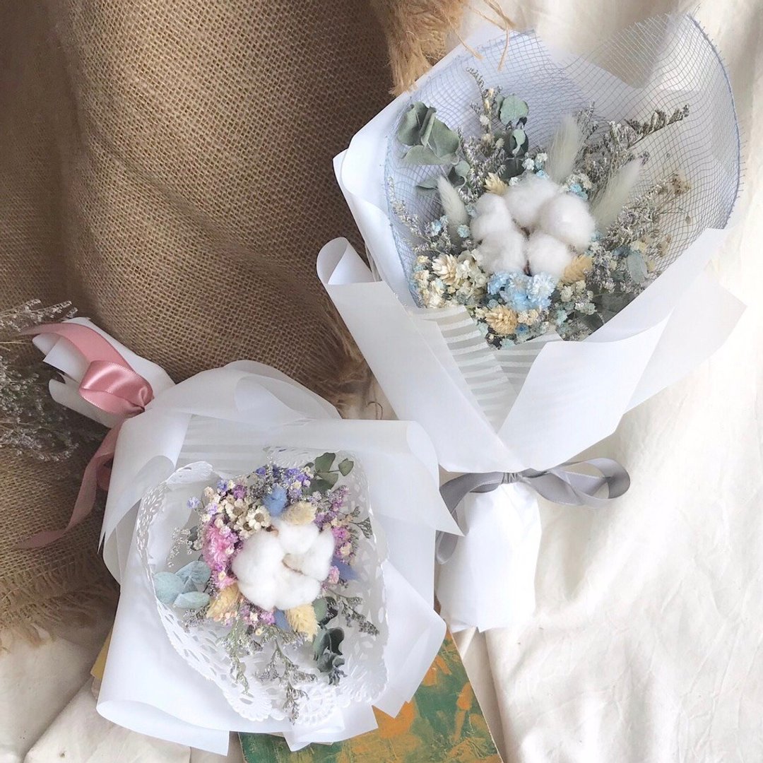- 梦幻糖果屋 - 棉花 x 干燥花 粉嫩系 毕业花束 祝福花束 - 干燥花/捧花 - 植物．花 多色