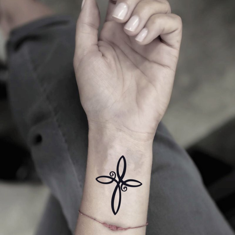 OhMyTat 无限十字架 Infinity Cross 刺青图案纹身贴纸 (2 张) - 纹身贴 - 纸 黑色