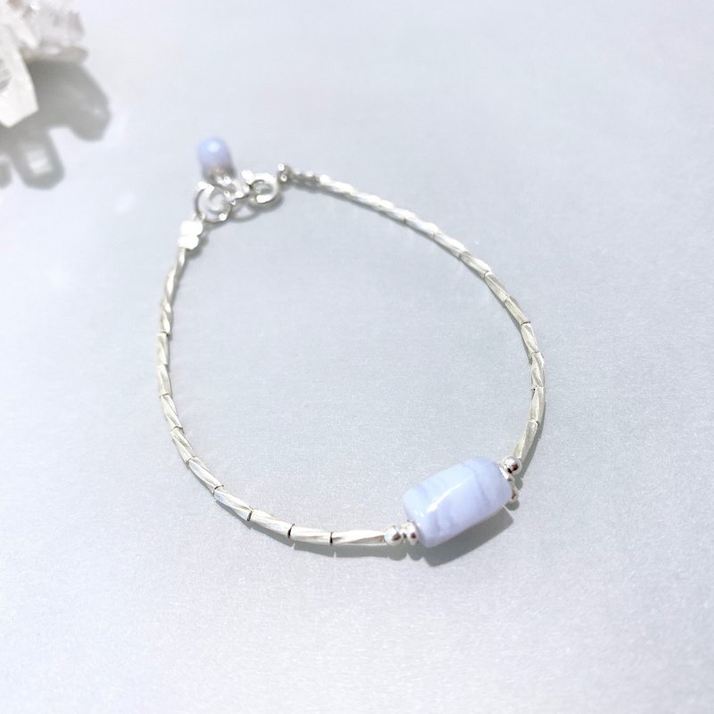 Ops Blue Lace Agate bracelet-蓝纹玛瑙/疗愈/纾压/蓝紫色/简约 - 手链/手环 - 宝石 蓝色