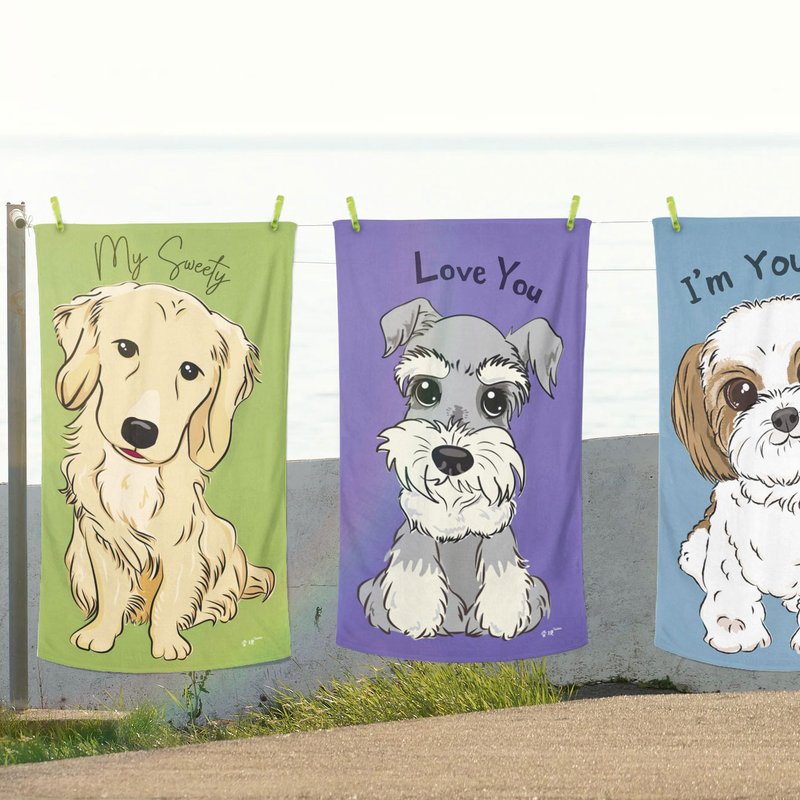 文字定制 自创宠物犬猫图样 浴巾 毯子 多图样可选 - 清洁/美容 - 棉．麻 蓝色