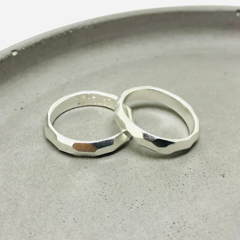 角面银戒【ARS01003】纯银手工戒.刻字.男戒.女戒.对戒.单一只 - 对戒 - 纯银 银色