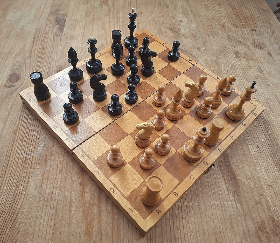 1977 年苏联木制小型西洋棋组 — 复古 49 年老西洋棋游戏 USSR - 桌游/玩具 - 木头 