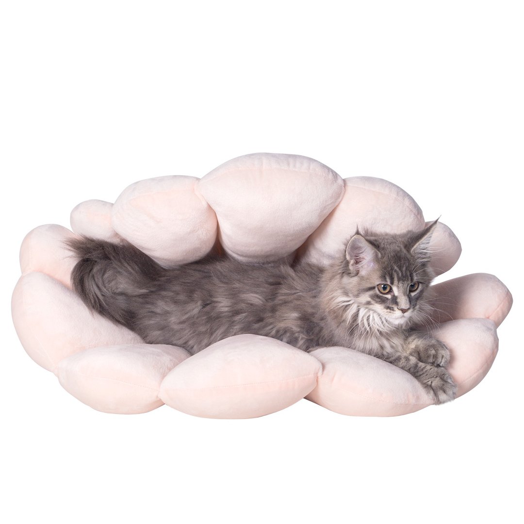 猫窝 宠物窝 贝壳款 可折叠变形 冬季保暖垫子 宠物用品 - 床垫/笼子 - 棉．麻 粉红色