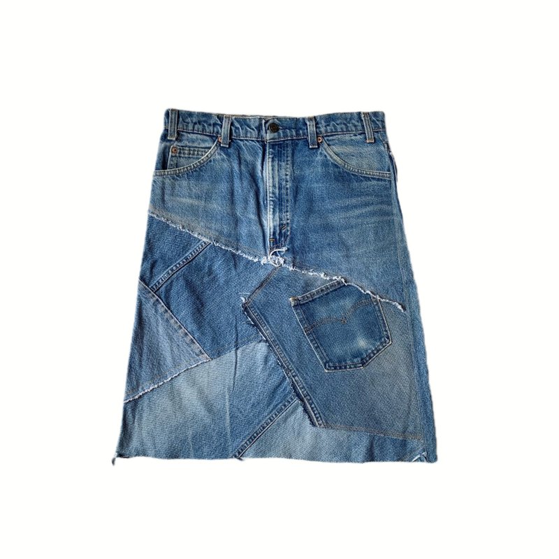 古着美制Levis 橘标改制拼接丹宁裙 - 裙子 - 棉．麻 蓝色