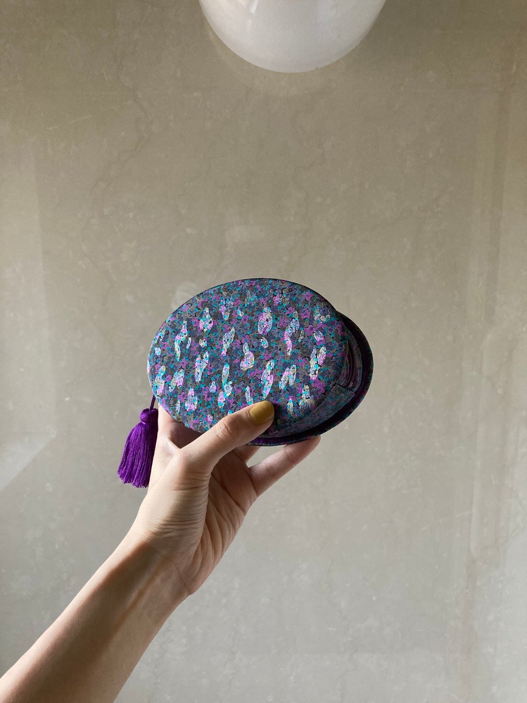 OVAL bag mini   purple flower - 皮夹/钱包 - 其他材质 紫色