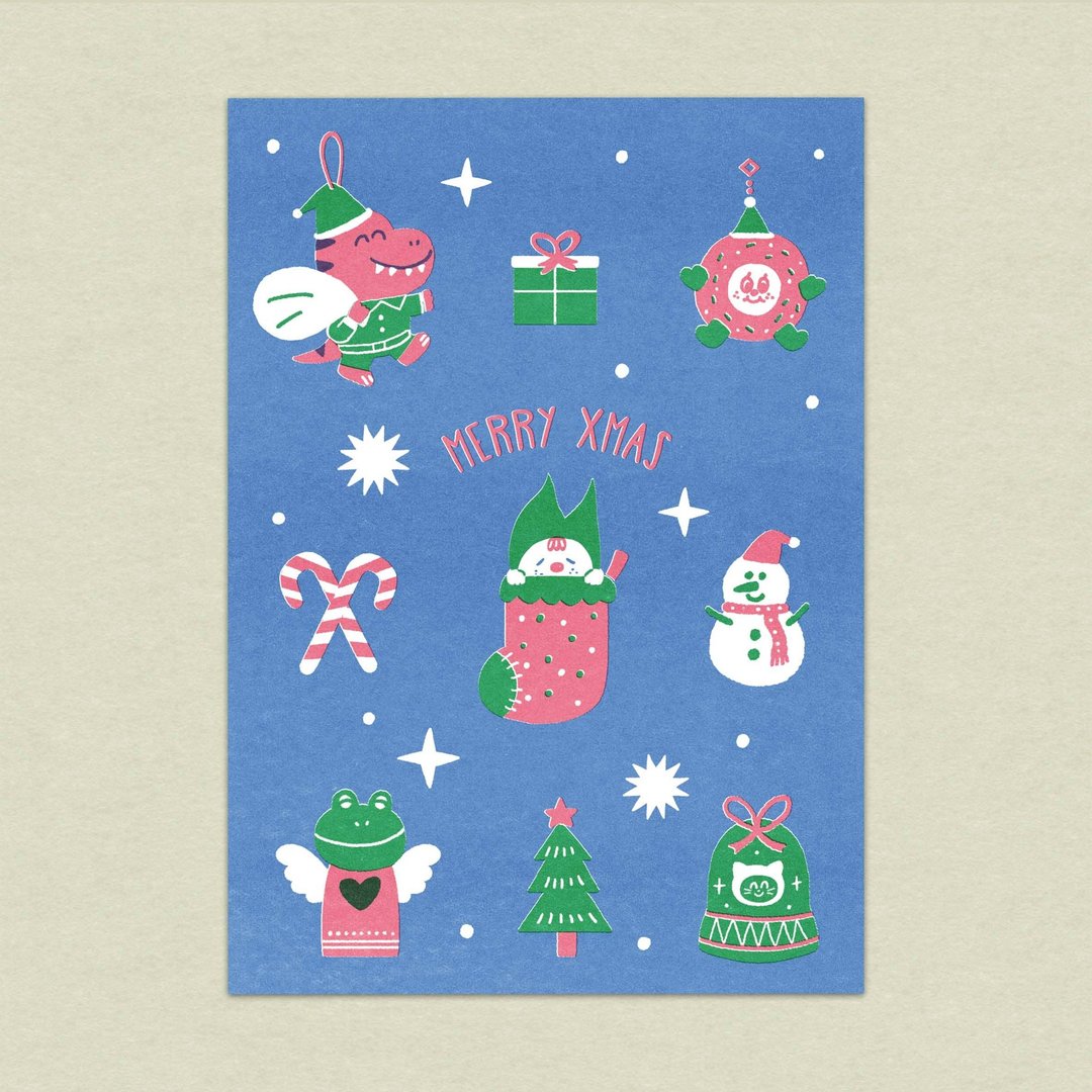 圣诞节/咚东圣诞PARTY/MERRY XMAS/孔版印刷明信片 - 卡片/明信片 - 纸 多色