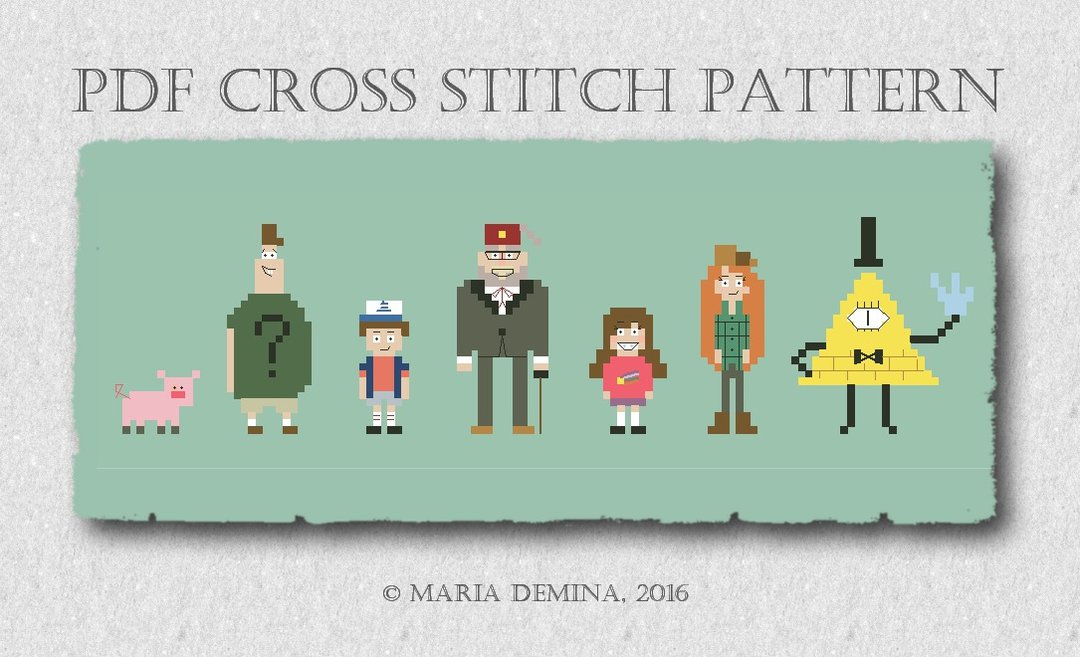 Gravity Falls Characters Parody  PDF cross stitch pattern - 手工艺教程/工具书 - 其他材质 