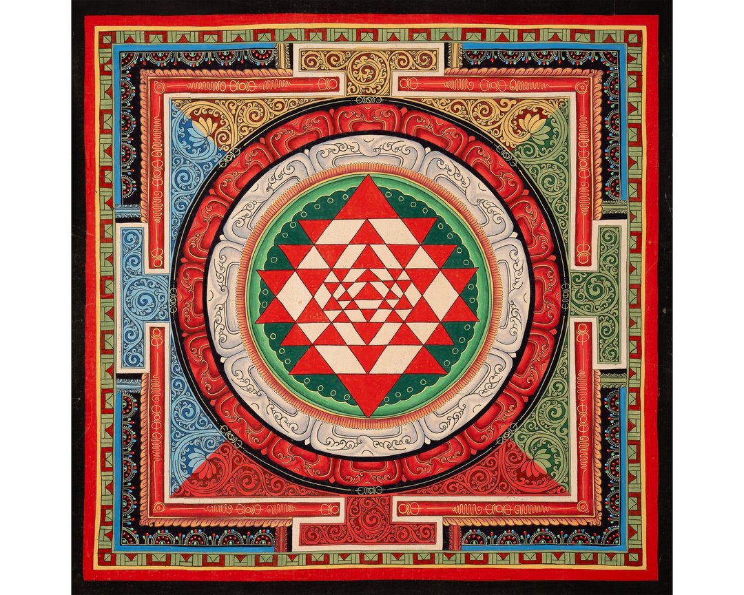 Shree Yantra 曼陀罗唐卡——平衡与内在成长的神圣几何 - 墙贴/壁贴 - 其他材质 多色