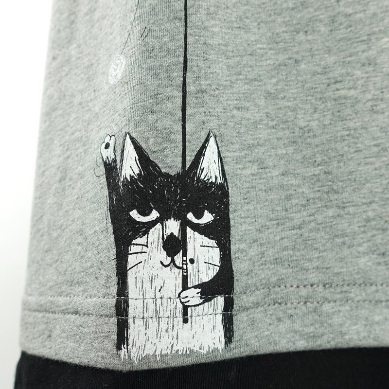 Urb 抓抓猫 / 短版上衣 - 女装上衣 - 棉．麻 灰色