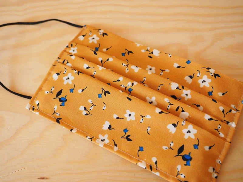 手工制作 环保可洗 黄底小花棉布口罩 可放入滤芯或即弃口罩使用 - 口罩 - 棉．麻 橘色