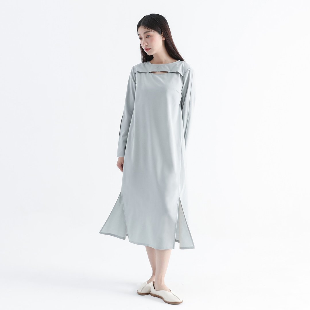 Xianyue_弦月镂空洋装_24AF104_绿 - 洋装/连衣裙 - 聚酯纤维 绿色