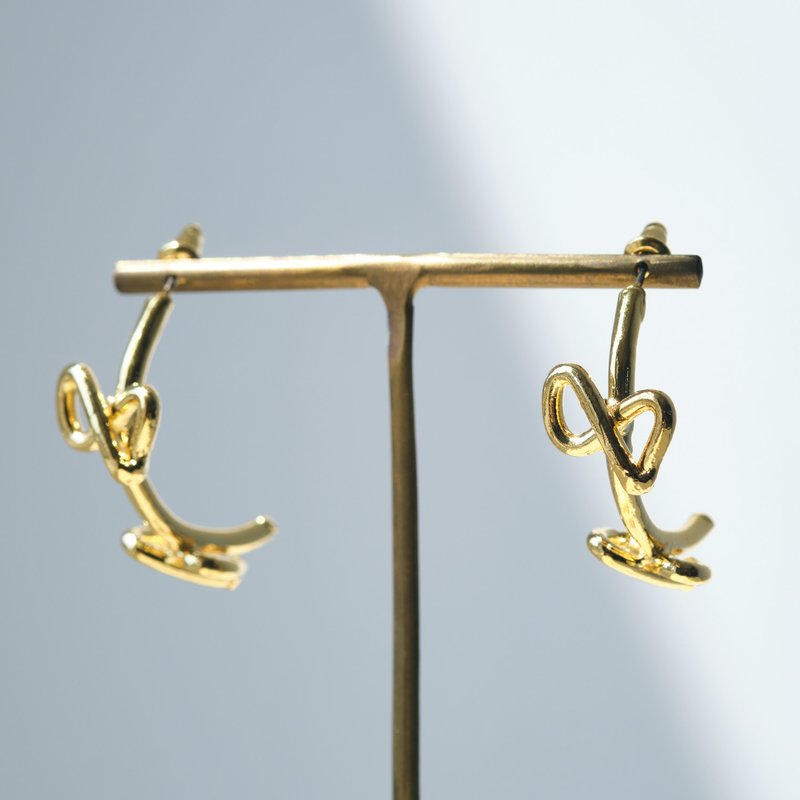 环形心形耳环 - 耳环/耳夹 - 其他金属 金色