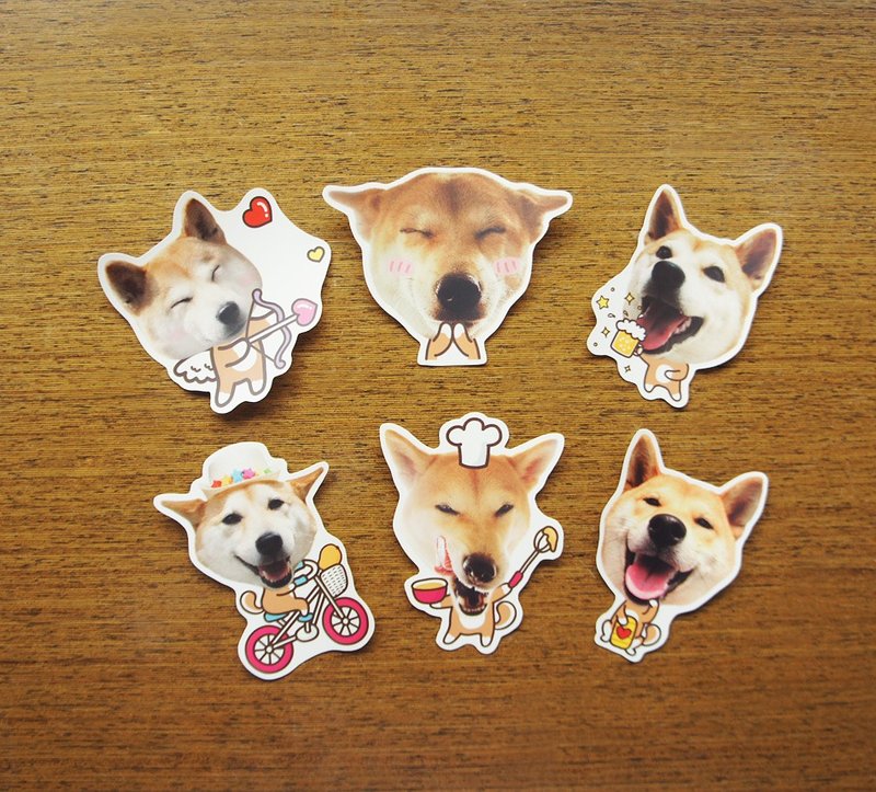 [Mangogirl]柴犬趣味防水中贴纸组(全套6入) - 贴纸 - 塑料 