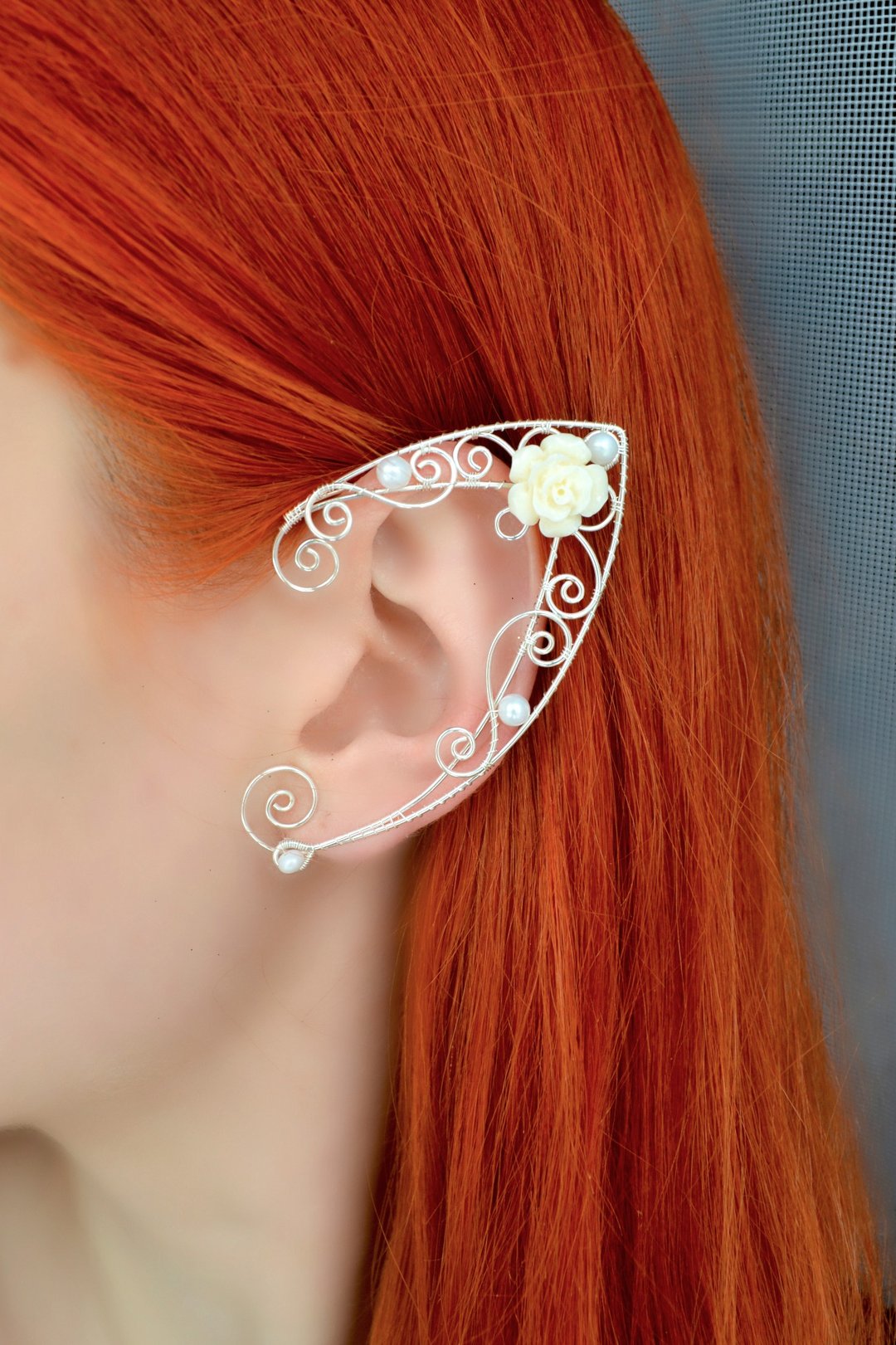 Elf ear cuffs no piercing, elf ears - 耳环/耳夹 - 铜/黄铜 白色