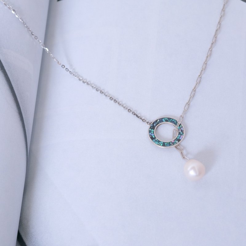 贝壳 星环 项链 #16 - 项链 - 银 白色