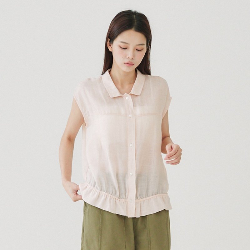 【Simply Yours】苎麻缩口上衣 粉红F - 女装衬衫 - 棉．麻 粉红色