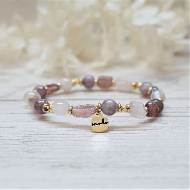 莓果恋曲 - 天然石手环 - 粉晶 草莓晶 紫梅花碧玺 - 手链/手环 - 半宝石 多色