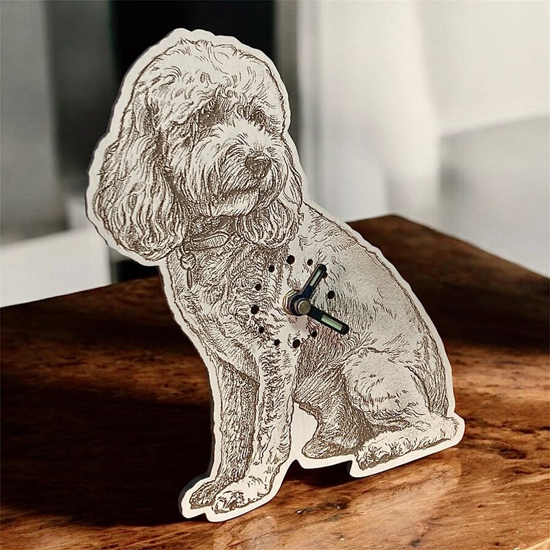 手工木作创意时钟 定制化雷雕画 - 时钟/闹钟 - 木头 咖啡色