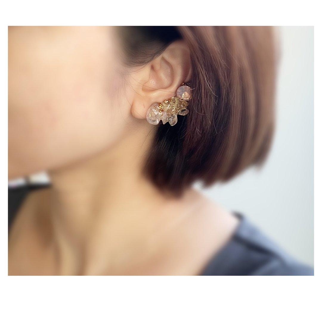 流年 | 天然石耳骨夹 | 树脂耳饰 | 夹式耳环 | clip-on/ear cuff - 耳环/耳夹 - 其他材质 多色