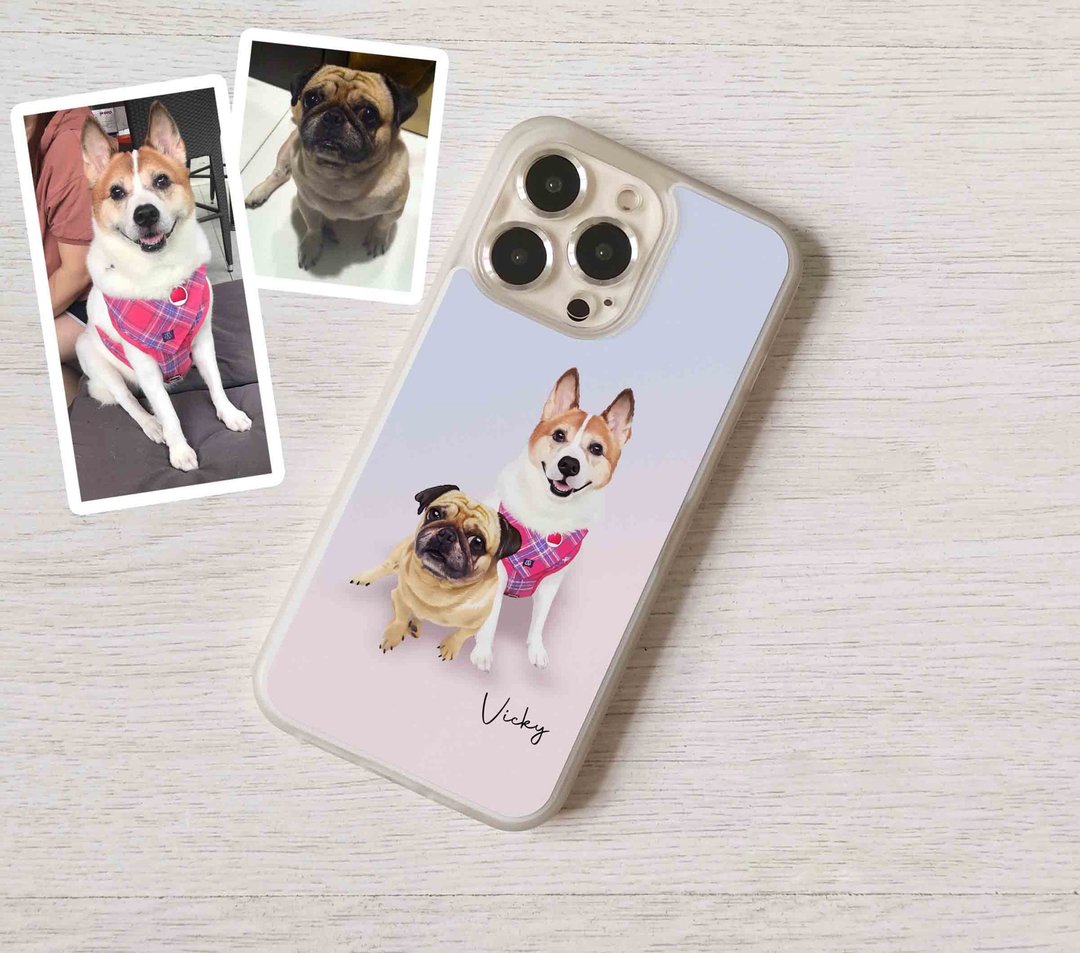 来图订制定制化宠物小狗绘画全包手机壳 iPhone 17 16 15 14 Pro - 手机壳/手机套 - 塑料 多色