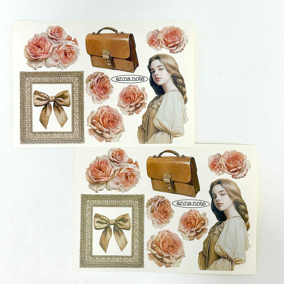 复古玫瑰贴纸 (anns note) vintage collage - 贴纸 - 纸 多色