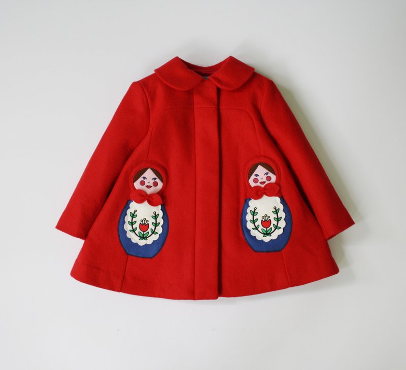 Girls Red Dress Coat - 童装外套 - 羊毛 红色