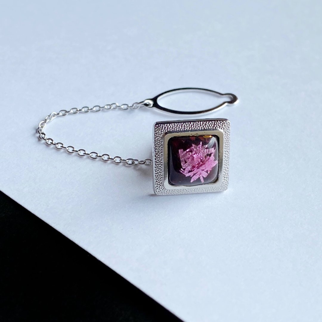 Leaf Chirashi [Ruby Ruby] Cloisonne Tie Tack Lapel Pin Pure Silver Leaf Leaf Leaf Cloisonne - 领带/领带夹 - 其他材质 红色
