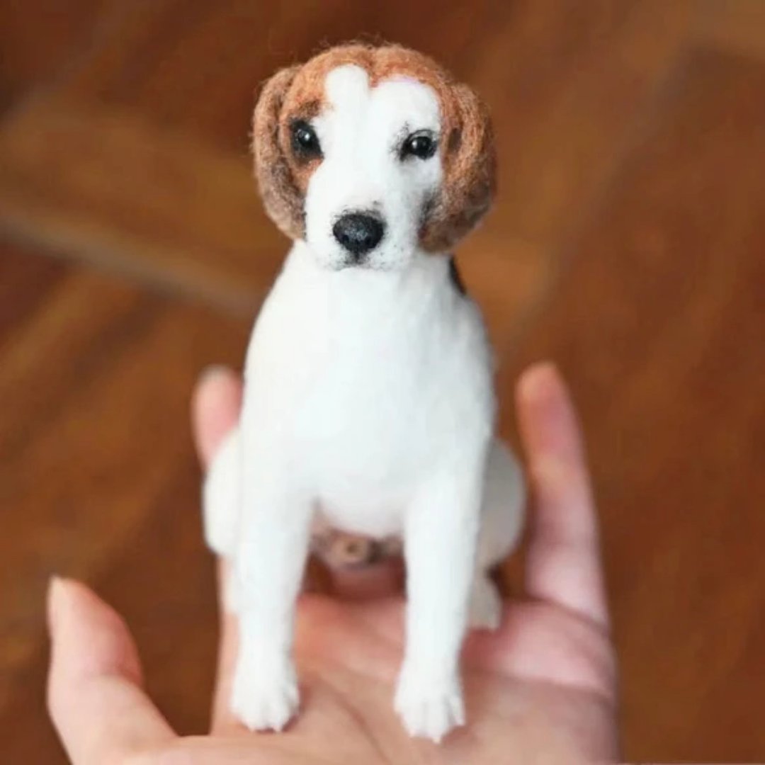 定制 逼真犬 毛孩 宠物 比格犬 羊毛毡 娃娃 似颜绘 纪念 狗狗 ?5 - 玩具 - 羊毛 多色