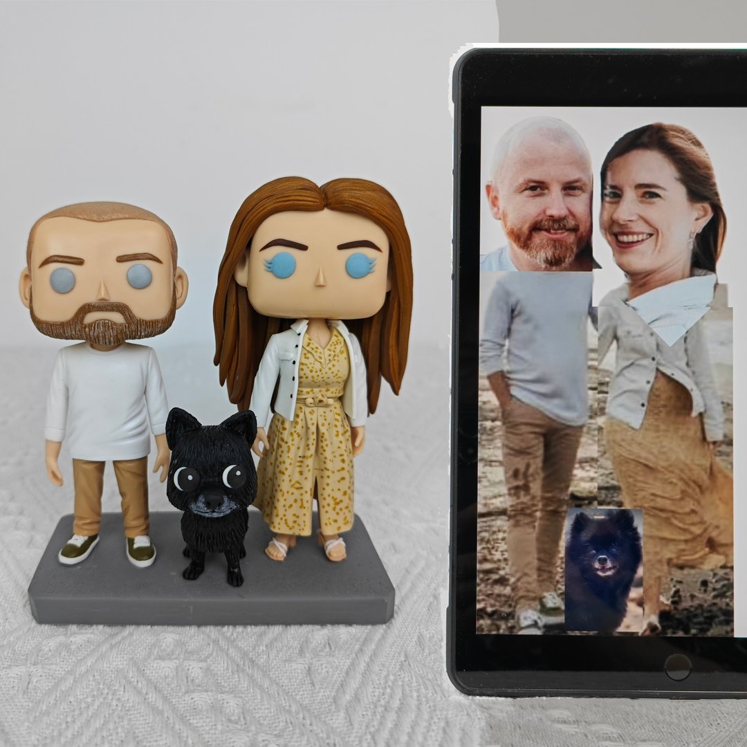 纯手工定制美国Funko Pop 自画像公仔情侣父母夫妻结婚周年礼物 - 玩偶/公仔 - 粘土 多色