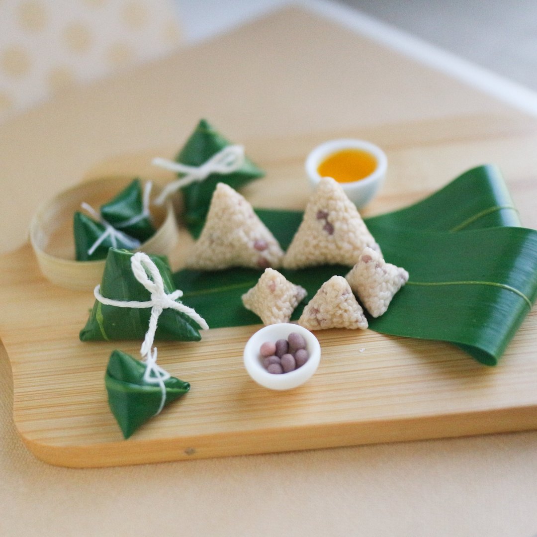 菜粽 花生粽 1:6 六分 超迷你粽子 耳环 吊饰 摆饰 ちまき 粽子 - 耳环/耳夹 - 粘土 橘色