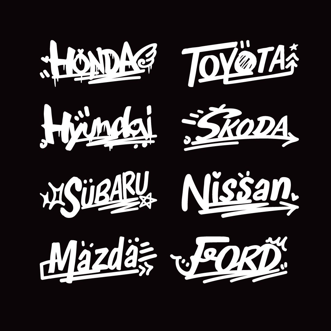 TOYOTA MAZDA NISSAN 通用 涂鸦风格 反光贴纸 汽车贴纸 车贴 - 贴纸 - 防水材质 