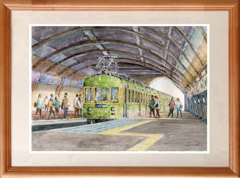 水彩画原画 江之电藤泽站月台 3 - 海报/装饰画/版画 - 纸 绿色