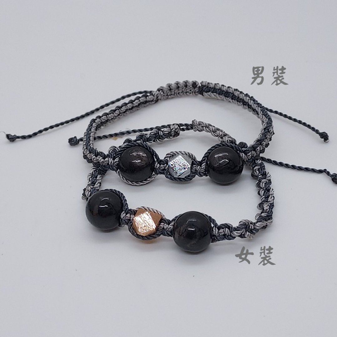 金运石(银线石)配瑞典天铁手绳 - 有助事业发展 增加财运 辟邪 - 手链/手环 - 半宝石 
