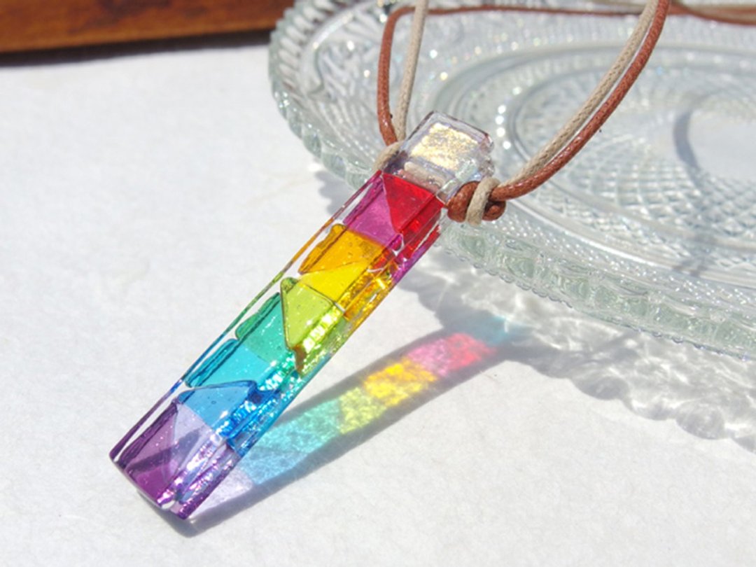 [Rainbow] Cocktail glass (Kakuteru [Rainbow]) Necklace [Made to order] - 项链 - 玻璃 多色